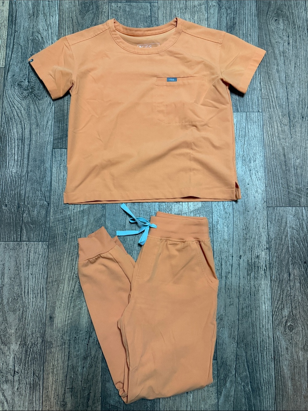 Figs Two Piece Shaka Orange Top & Jogger Set